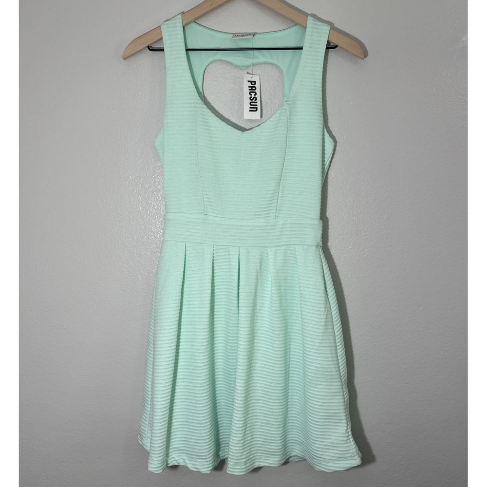 NWT PacSun LA Hearts Open Back Dress Fit & Flare Sleeveless Light Green Lined M